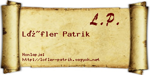 Löfler Patrik névjegykártya